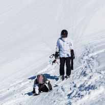La Plagne - 11-17 March 2013 / Oscar and Jess skiing on the blue run...