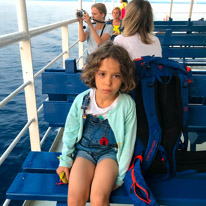 Crossing from Corfu to Ougemitsa - 20 August 2017 / Alana a bit tired