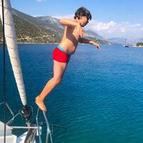 Kalamos - 23 August 2017 / Oscar jumping from the boat...